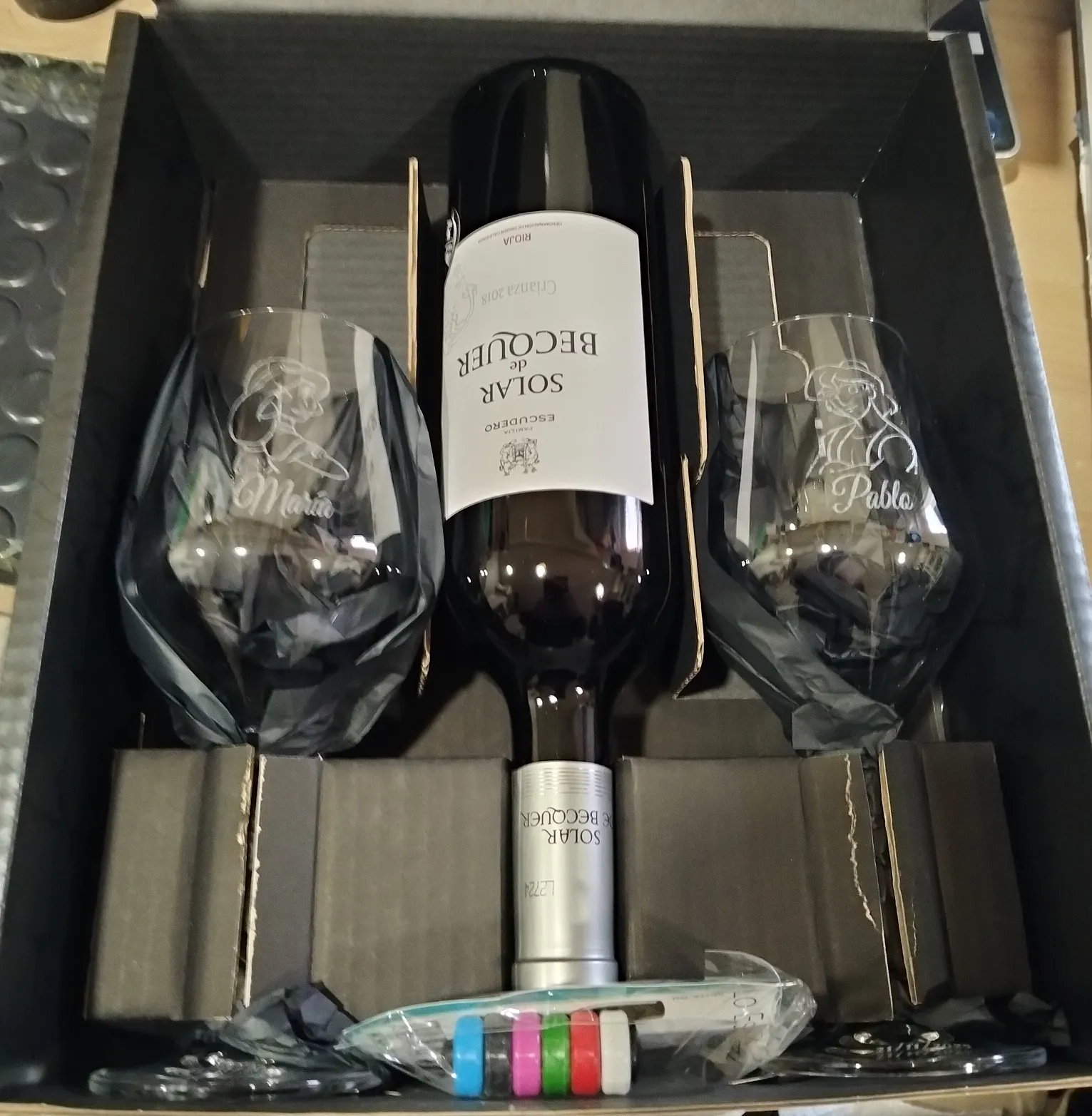 Grabado Laser Cristal Set Copas Vino Solar De Becquer