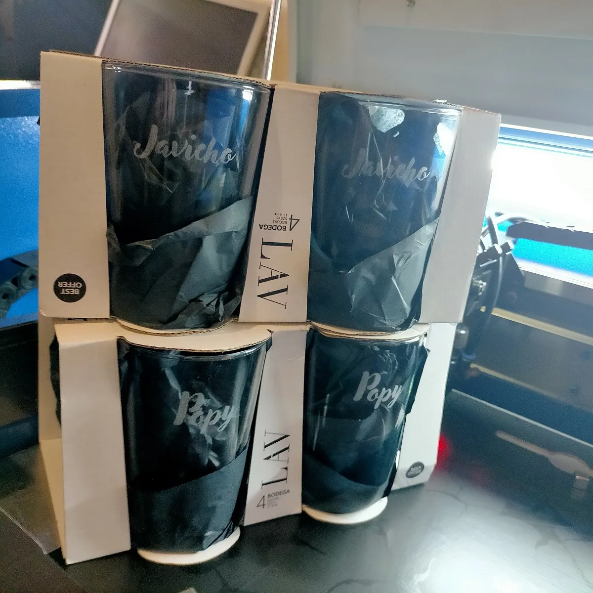 Grabado Laser Cristal Vasos Lav Personalizados Nombres