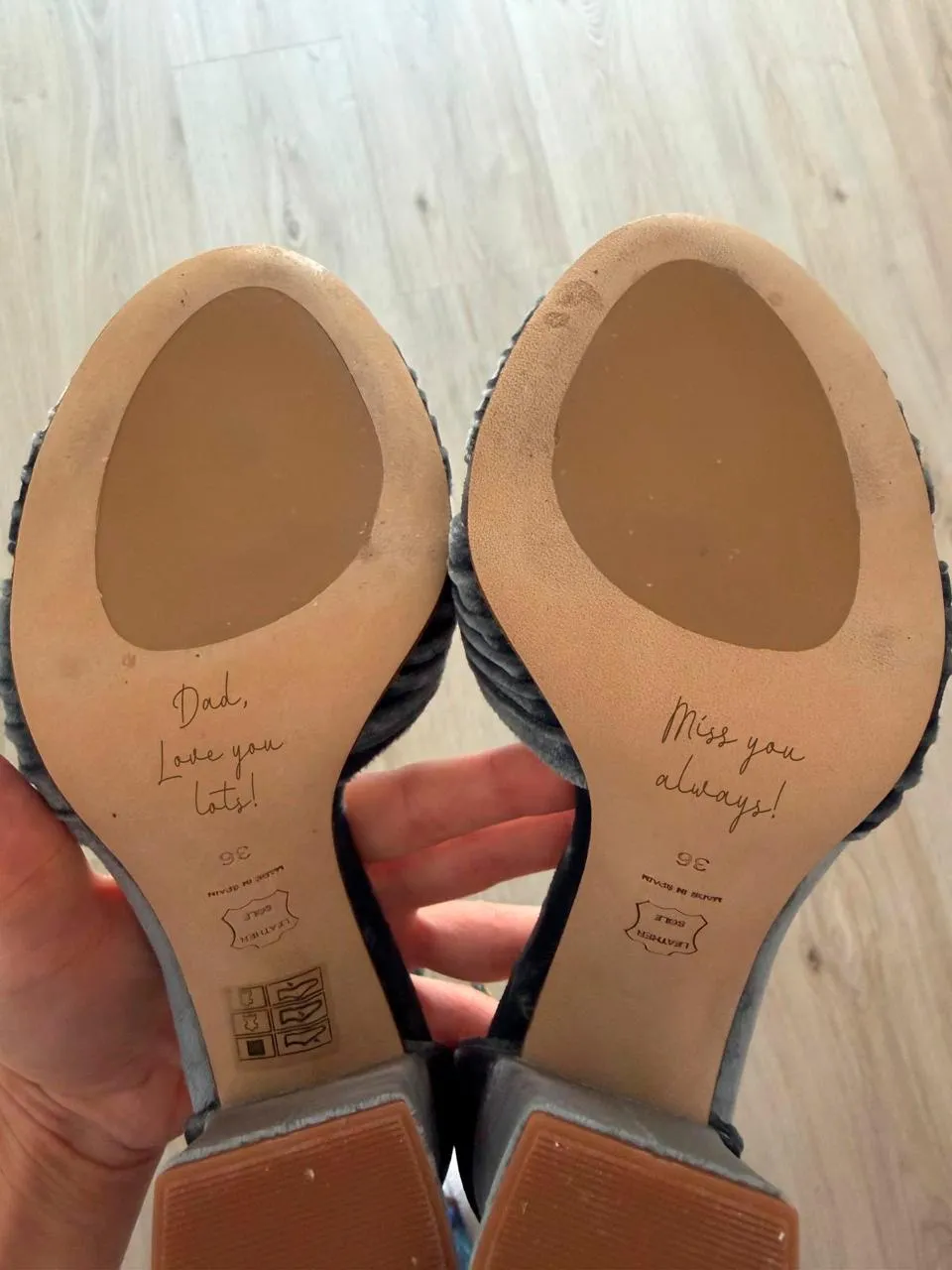 Grabado Laser Suela Zapatos Novia Dad Love You