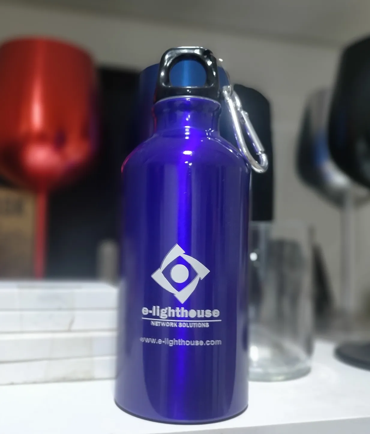 Grabado Laser Botella Aluminio E Lighthouse Azul