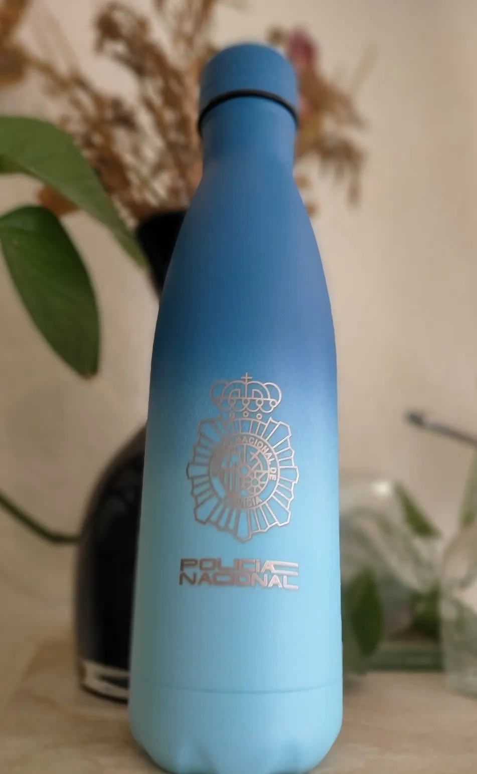 Grabado Laser Botella Termica Azul Policia Nacional